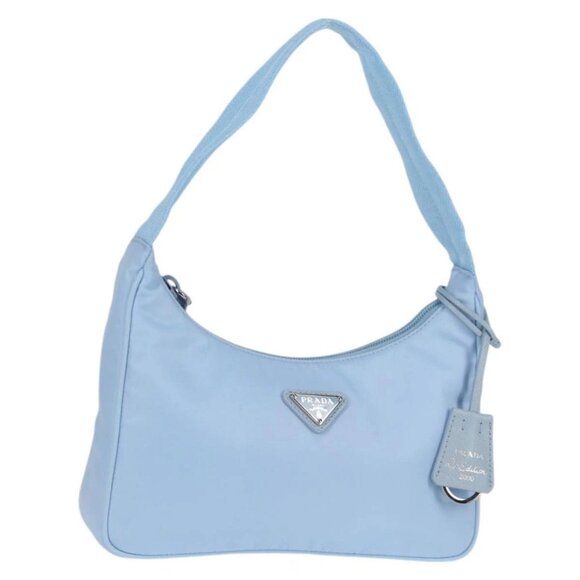 PRADA Re-Edition 2000 Hand Bag Nylon Blue Silver 1NE515 Auth yk19117M - Picture 1 of 16